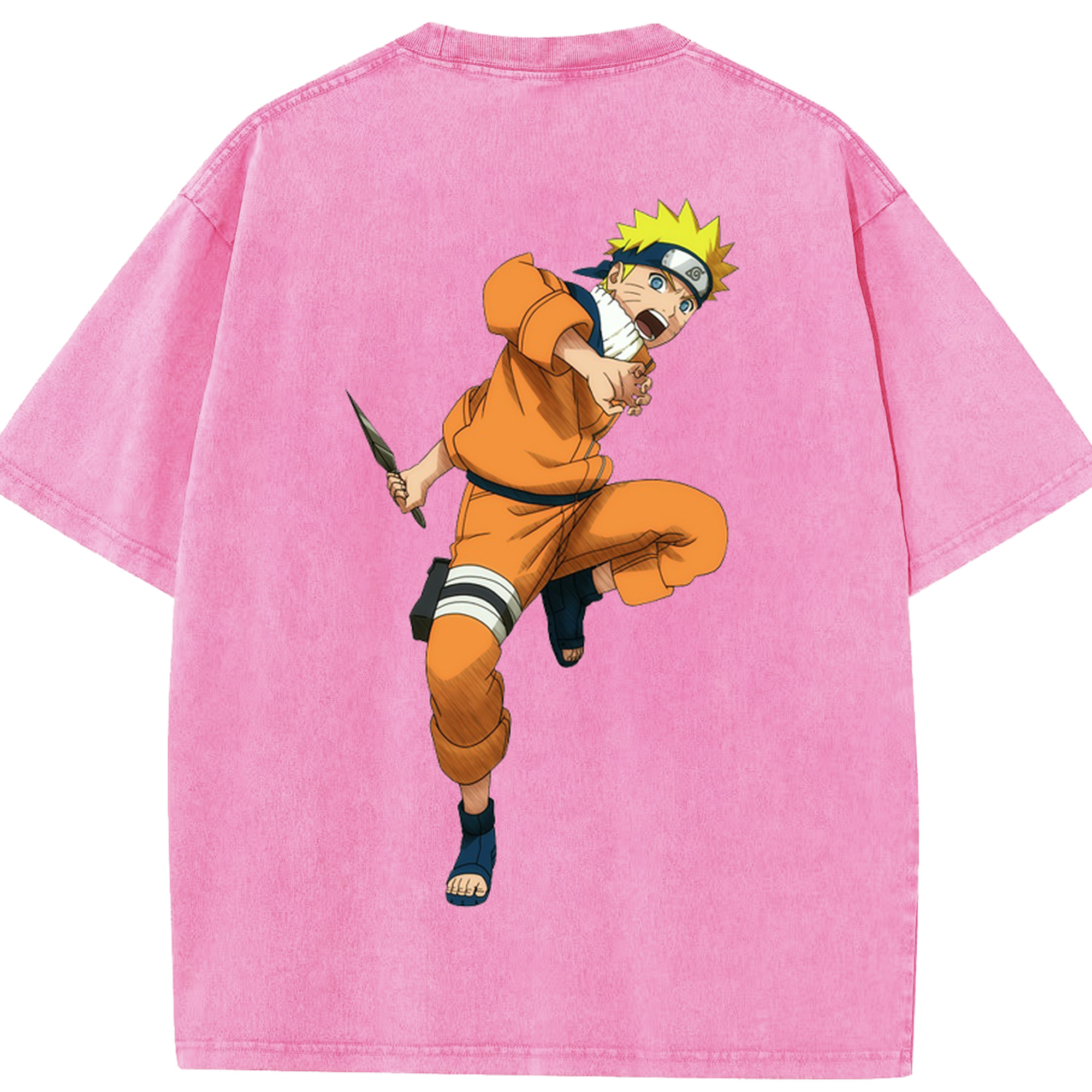（画像用） NARUTO -ナルト- うずまき ナルト Uzumaki Naruto 綿100% ヴィンテージ風 半袖Tシャツ（背面プリント）